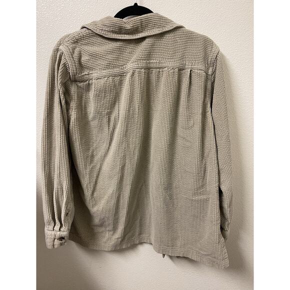 Vintage LL Bean Tan Corduroy Cotton Outdoors Button Down Shacket Shirt Sz Medium - Picture 7 of 7